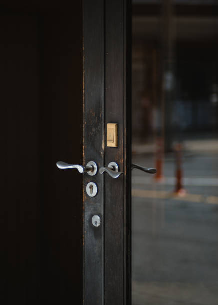 istock Stainless steel door handle and background photo 2195853320