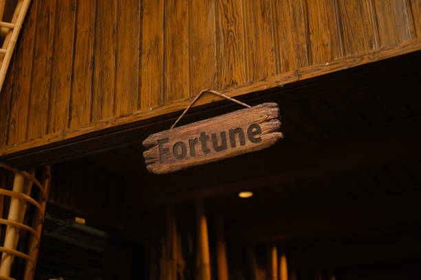Wooden sign showing the way inside the shop