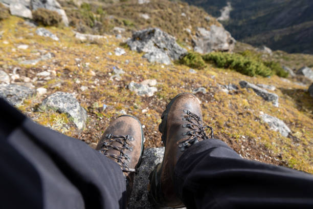 istock Looking at the difficult way I've been through on high altitude mountain top 2195858938