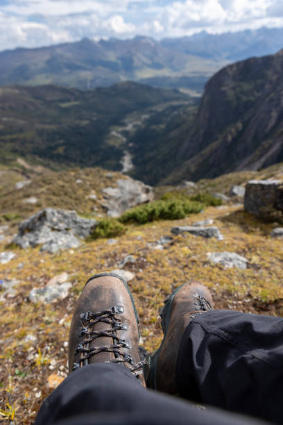 istock Looking at the difficult way I've been through on high altitude mountain top 2195859262