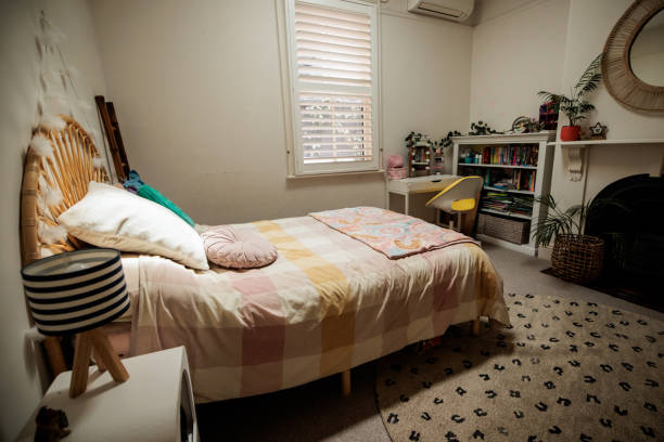 istock Kids room with big bed 2195860091
