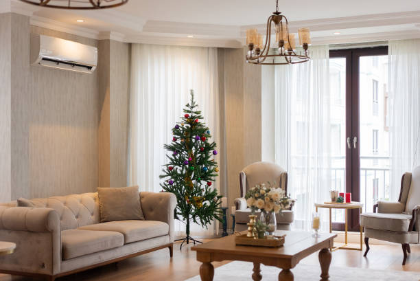 istock Living room with Christmas tree 2195860248