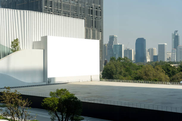 Mockup Modern Urban Billboard with City Skyline