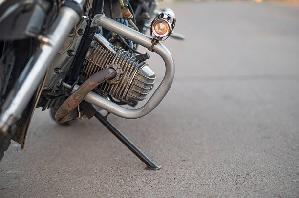istock a stand for a motorcycle in close-up. 2195867361
