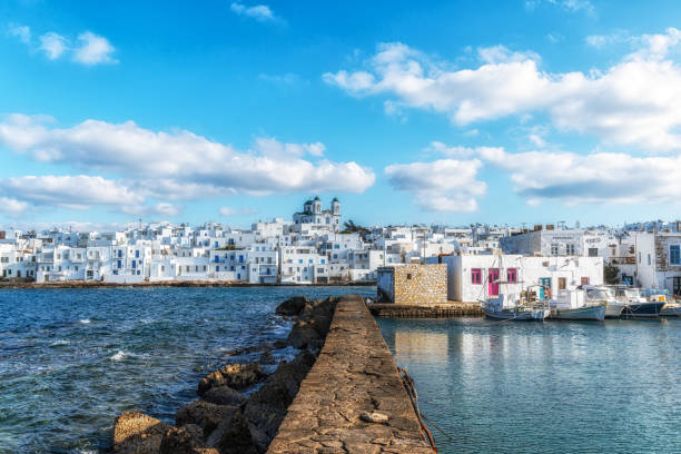 istock Naousa Paros Marina Sunset View 2195871308