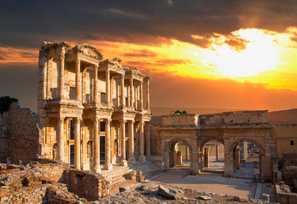 istock Celsus Library in Ephesus at amazing sunset - Selcuk, Turkey 2195873412