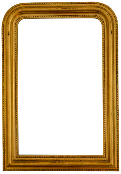 istock Antique golden empty picture or mirror frame isolated on white 2195881749