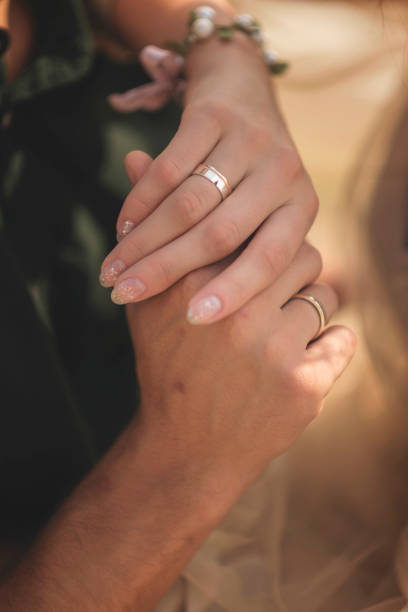 istock wedding rings at a wedding and hands close-up 2195883093
