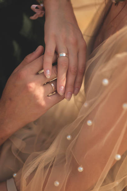 istock wedding rings at a wedding and hands close-up 2195883392
