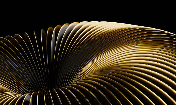 istock Dynamic Gold and Black 3D Layered Structure with Elegant Glossy Finish 2195893249
