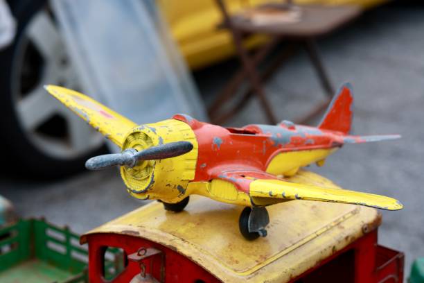 istock Antique metal toy airplane with open cockpit 2195894882