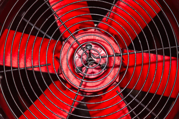 istock Red fan covered with steel protection. 2195898994