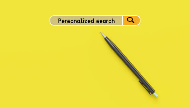 istock Personalized search on the web search page. Pencil and yellow background. 2195900043