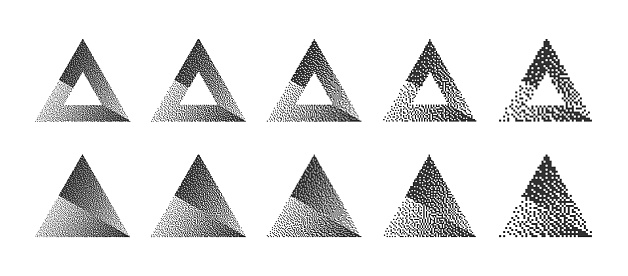 Dither Rectangular Vs Triangular Divided Triangle Various Resolution Bitmap Dither Gradient Vector Set ...