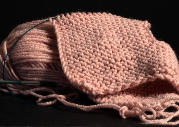 istock close-up of unfinished knitting, woolen threads and needles, handmade, home-made 2195901646