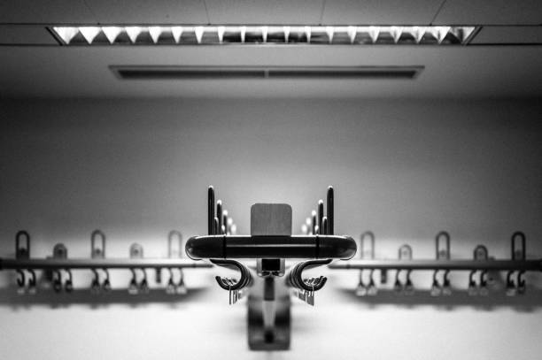close-up of a futuristic empty wardrobe