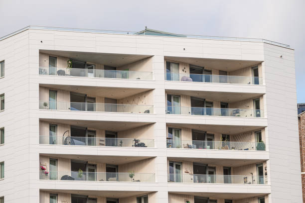 istock Balconys of a white modern apartment building.. 2195914402