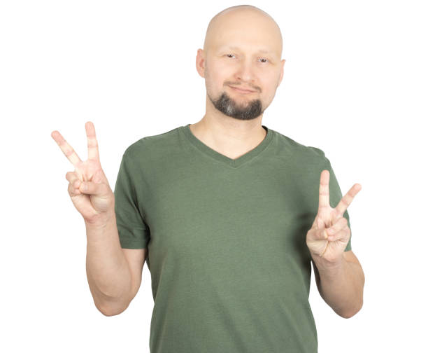 istock Cheerful man showing double peace sign with both hands 2195926665