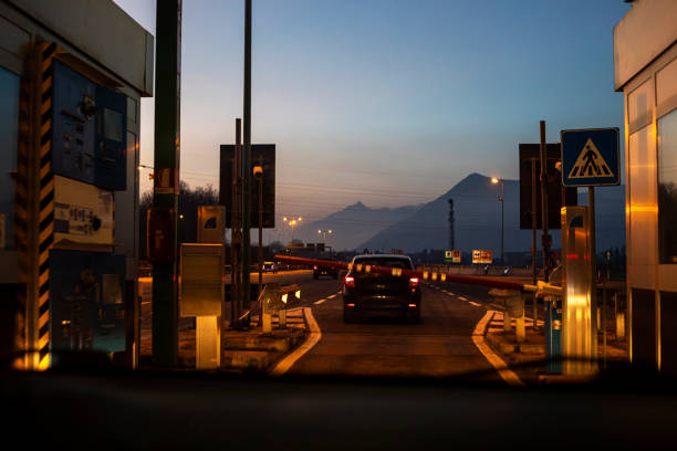 barrier before entering a toll road in Turin