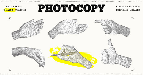istock Set of stippling images of hands. Retro style illustration 2195942507