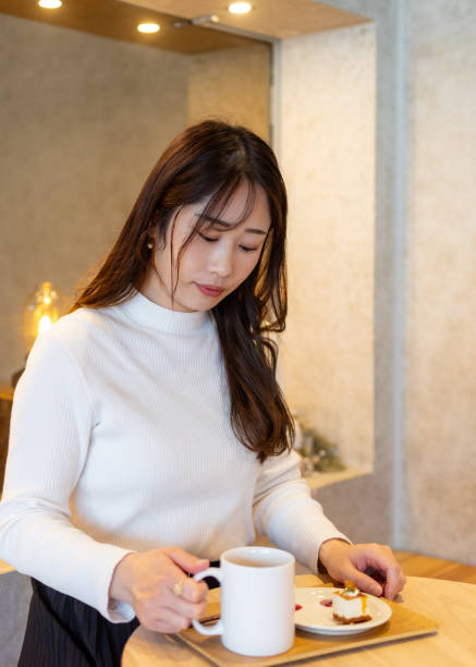 Female tourist taking a break in cafe