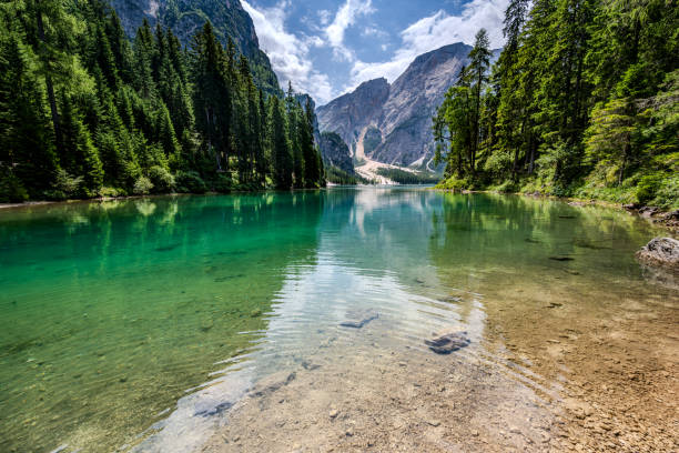 Great and calm reflections at lake prags on a sunny day