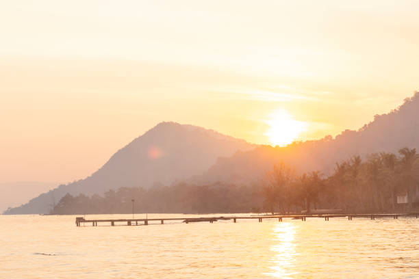 Sunrise over tropical island and calm bay, Phu Quoc Island
