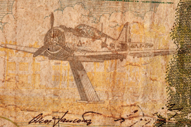 istock Vintage Airplane Currency Engraving 2195945323
