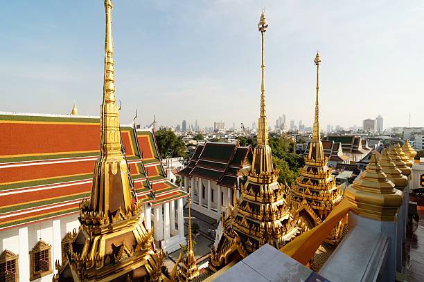 istock Rooftop old temple in Bangkok city 2195948561