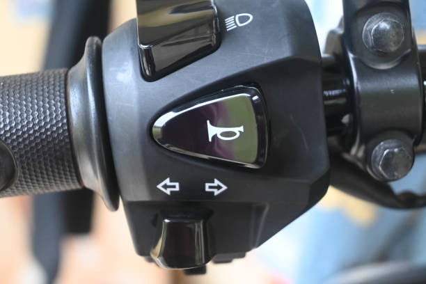 istock horn button on the motorbike. 2195961786