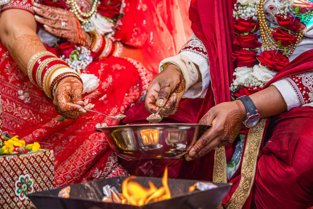 istock Indian Hindu wedding ceremony ritual sacred fire close up 2195966569