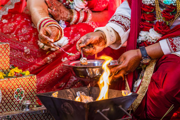 istock Indian Hindu wedding ceremony ritual sacred fire close up 2195967847