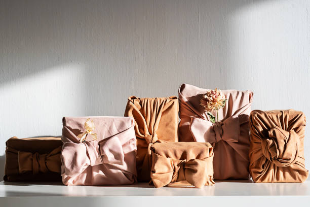 istock Gifts wrapped in sustainable fabric. 2195968041