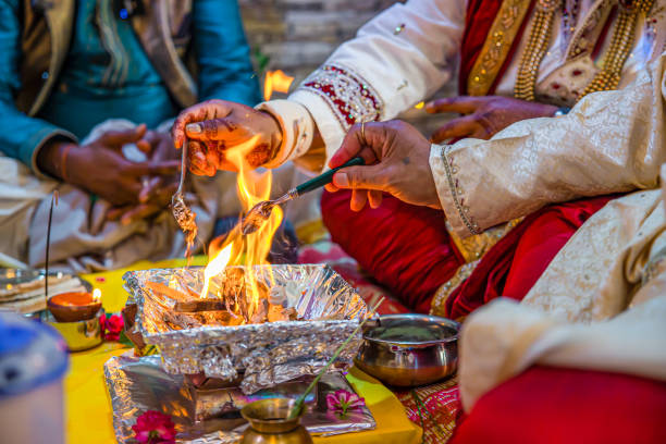 istock Indian Hindu wedding ceremony ritual sacred fire close up 2195968210