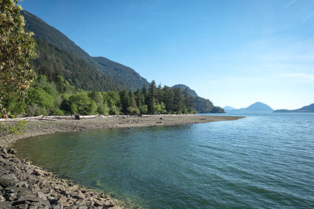 View of Howe Sound, a Unesco Biosphere Region, from Porteau Cove Provincial Park, the most southerly fjord in North America.  Located between Vancouver and Squamish near the Sea to Sky Highway (99), British Columbia, Canada.