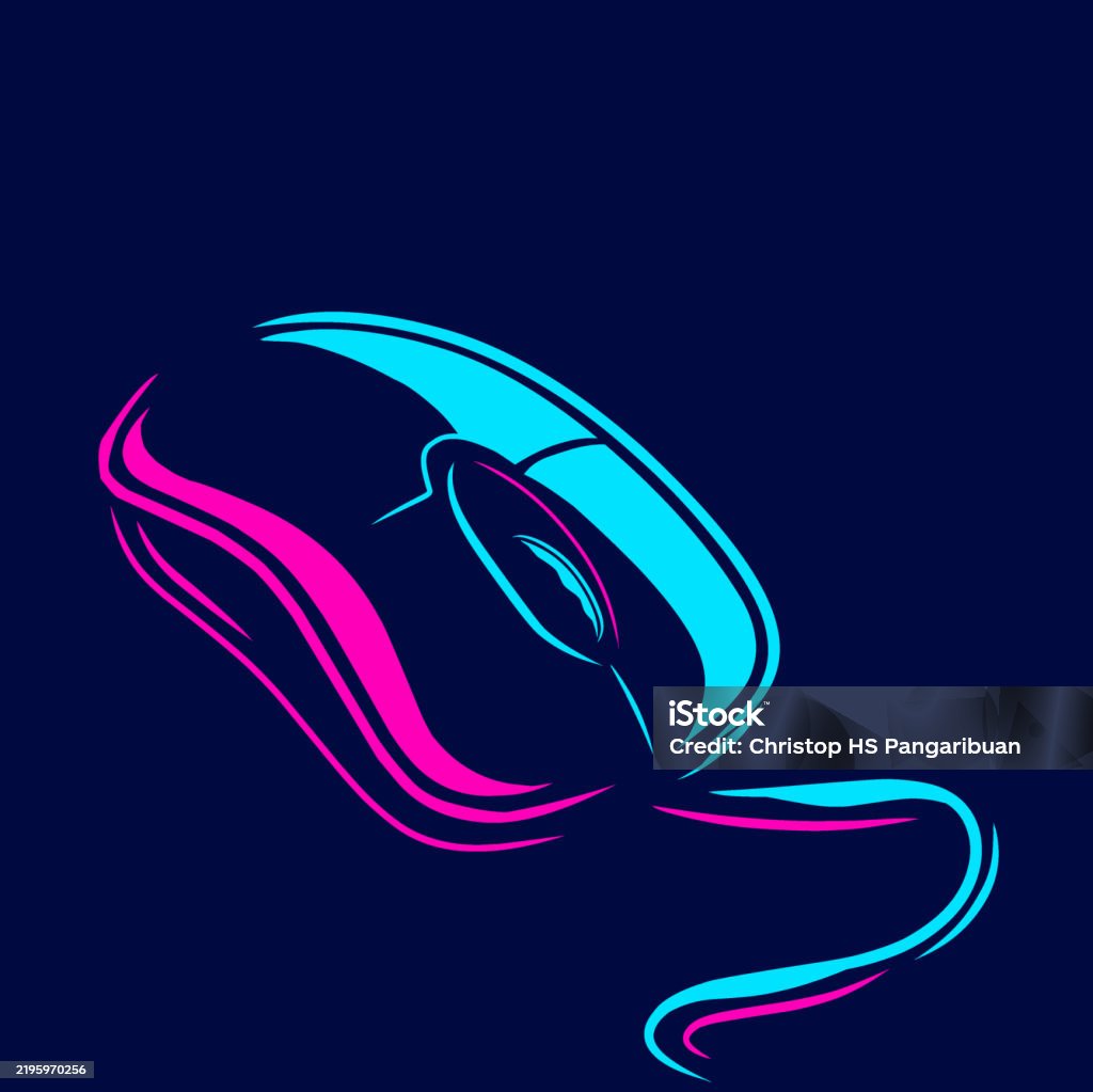 Mouse For Computer Logo Line Pop Art Potrait Colorful Design With Dark ...
