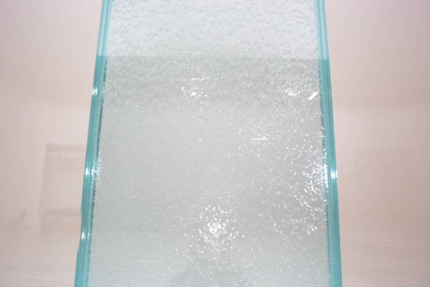 Circulating water inside the polycarbonate panel permanently provides a healing and spiritual vibe, set in a photo shooting studio with a white background in Japan.