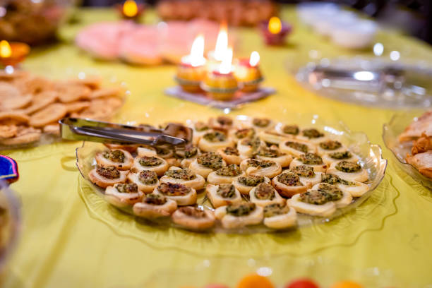 Authentic Indian food and snacks close up