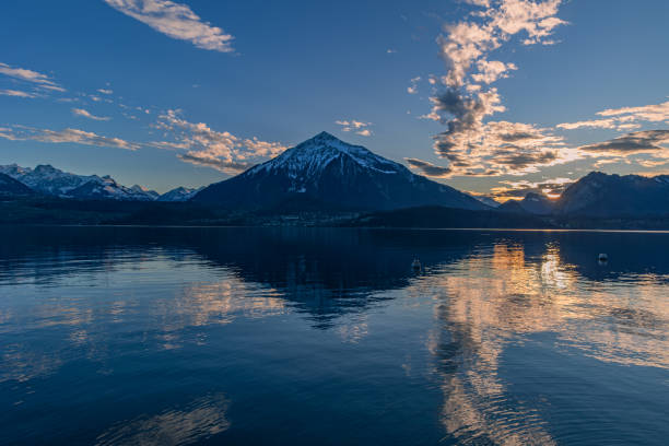 istock Sunset over the Niesen Mountain (socalled Swiss Pyramid) 2195977284