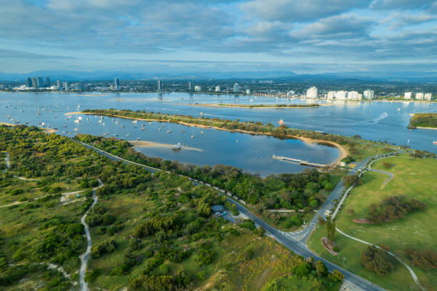 istock The Spit is a 5km long, relatively undeveloped, sandy isthmus starting at Main Beach and finishing at the seaway where Broadwater meets the Pacific Ocean. 2195977589