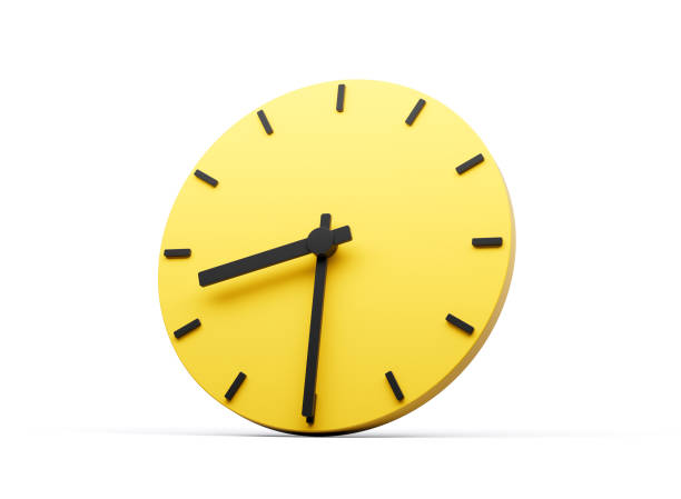 istock 3d Simple Yellow Round Wall Clock 8:30 Eight Thirty Half Past 8 On White Background 3d illustration 2195978375