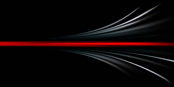 istock Abstract vibrant neon red and gray speed lines on a dark background 2195980417