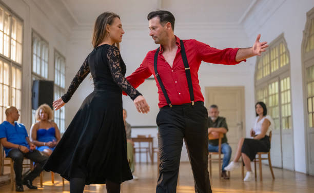 istock Beautiful Couple Dancing A Latin Dance Tango 2195981140
