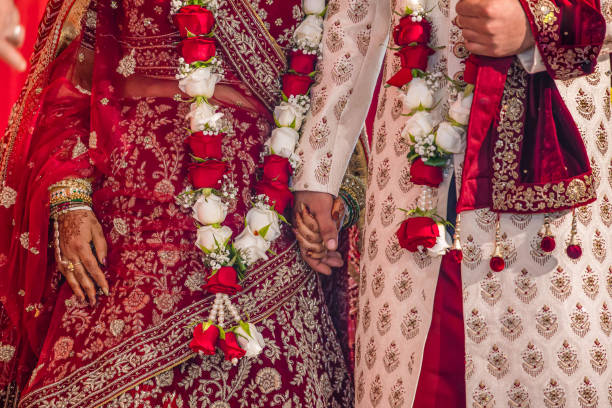 istock Indian couple's holding hands close up 2195983882