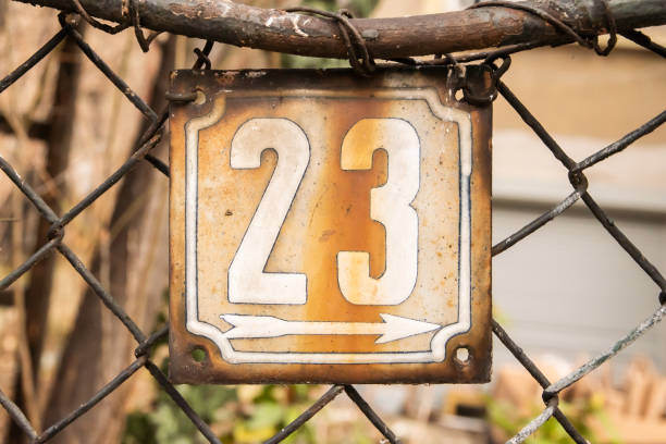 istock Plate of street address with number 23 2195997615
