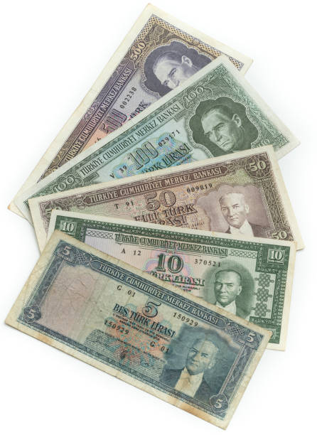 istock Close up Fifth Emission old turkish lira banknotes. 2196004434