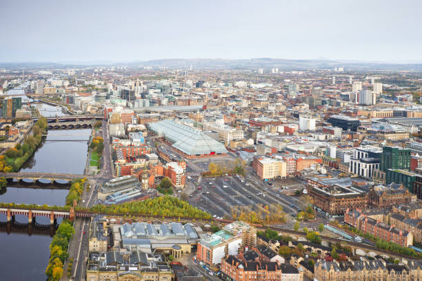 Glasgow aerial view looking west from Port Dundas UK
