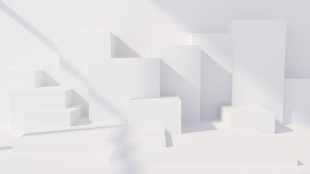 istock White room 3d illustration. Minimal style wallpaper. 3d geometric shapes in window daylight. Abstract interior. Modern background. 2196010118