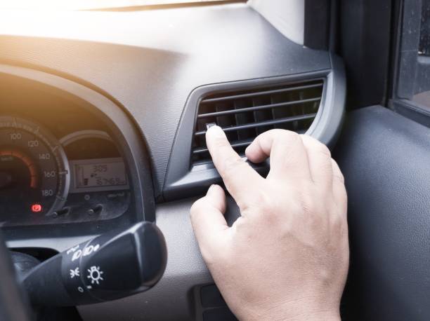 istock The driver turn on turn off control handle stick switch lamp in steering control vehicle. 2196011221