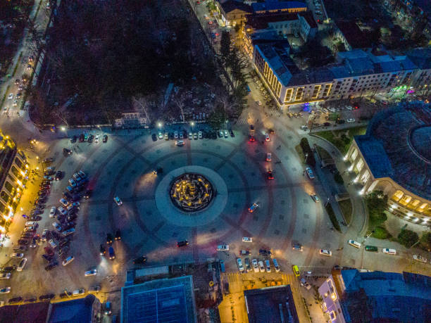 istock Amazing  Colchis Square  with illuminations (Theatre, fountain in centre)  in Kutaisi 2196013356